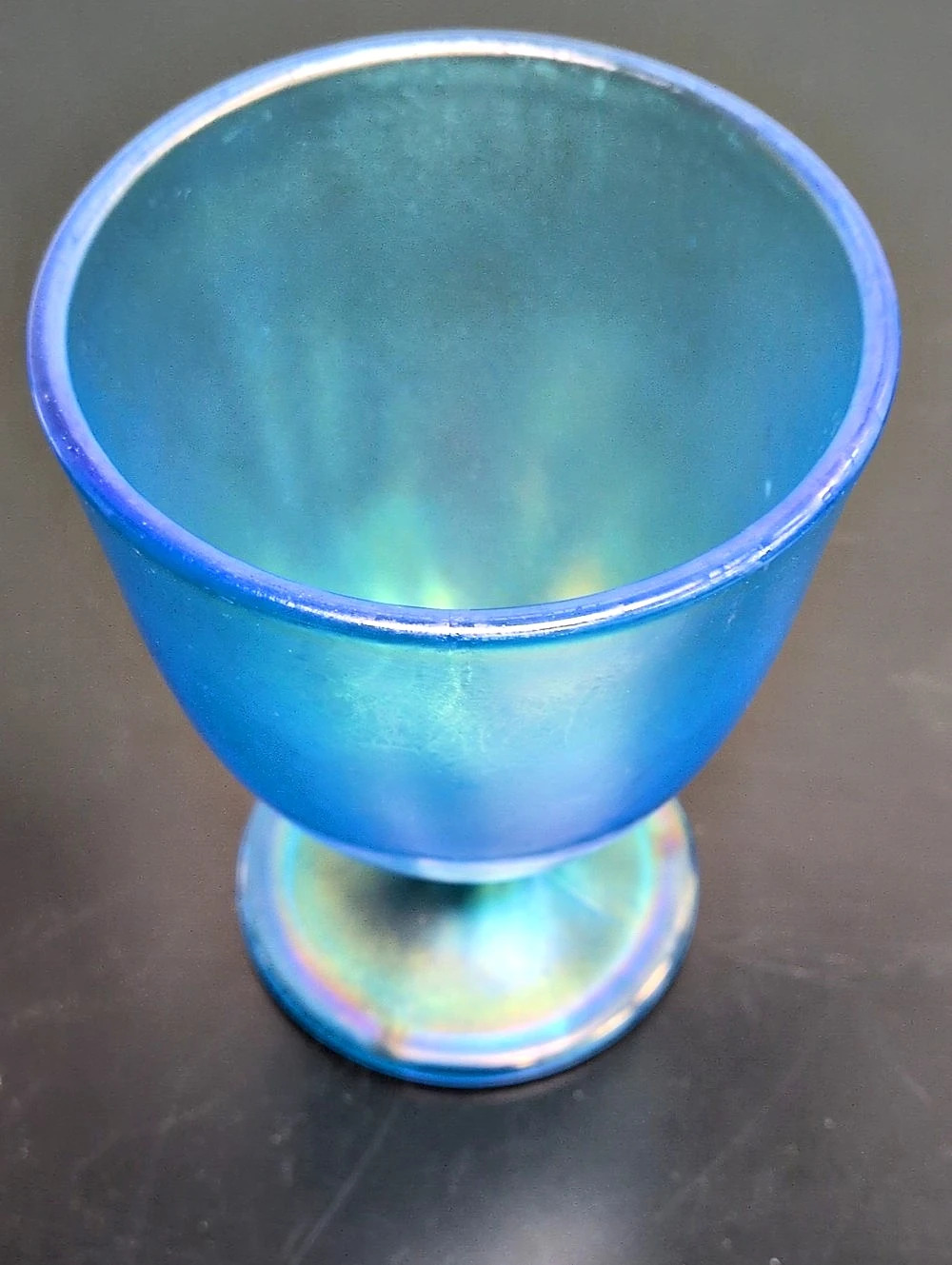 Vintage 1920s Fenton Art Glass Celeste Blue Smooth Stretch Glass Compote / Candy
